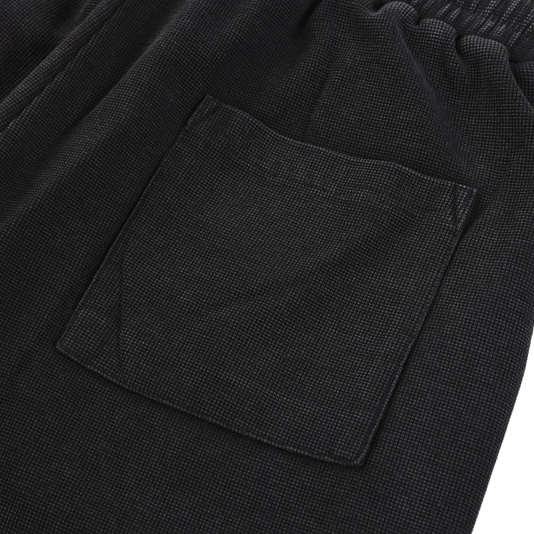 Washed waffle drawstring shorts · MDK-208 · Black · Base garment photograph