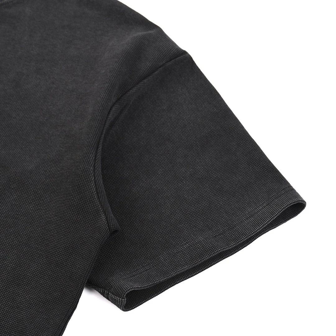 Washed waffle-texture tee · MDK-209 · Black · Base garment photograph