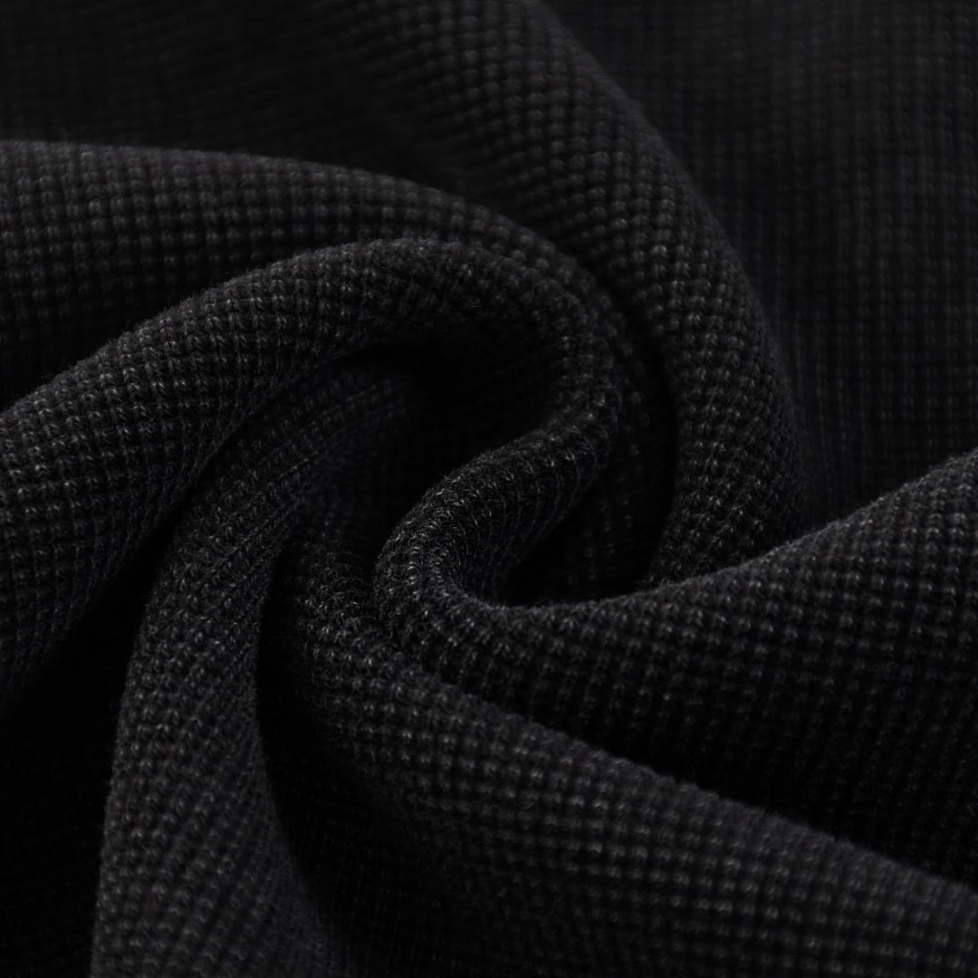 Washed waffle-texture tee · MDK-209 · Black · Base garment photograph