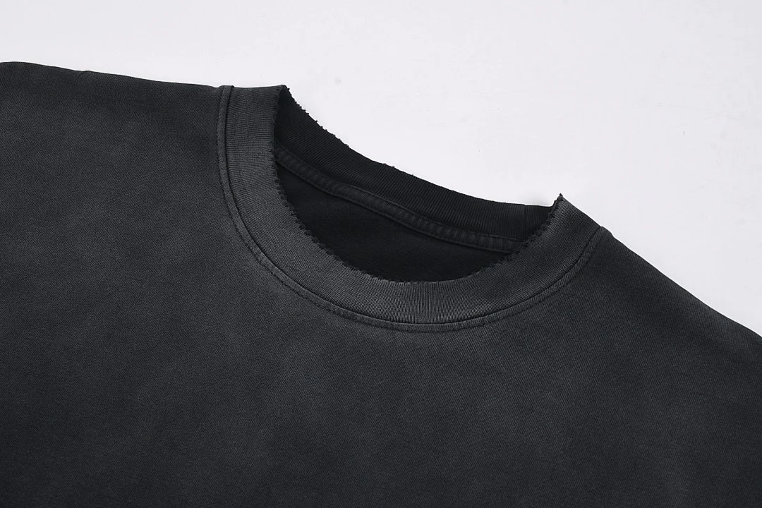 Gradient-wash relaxed crew-neck tee · MT-202 · Black · Base garment photograph