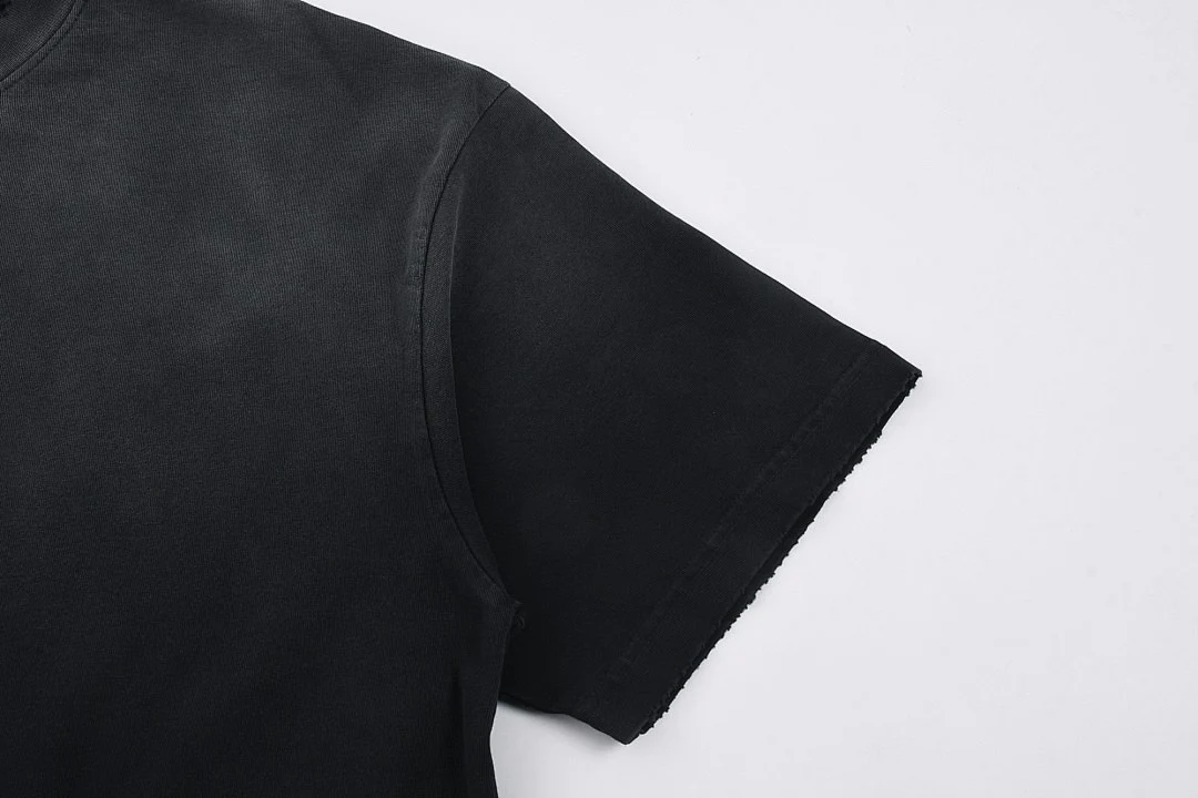Gradient-wash relaxed crew-neck tee · MT-202 · Black · Base garment photograph