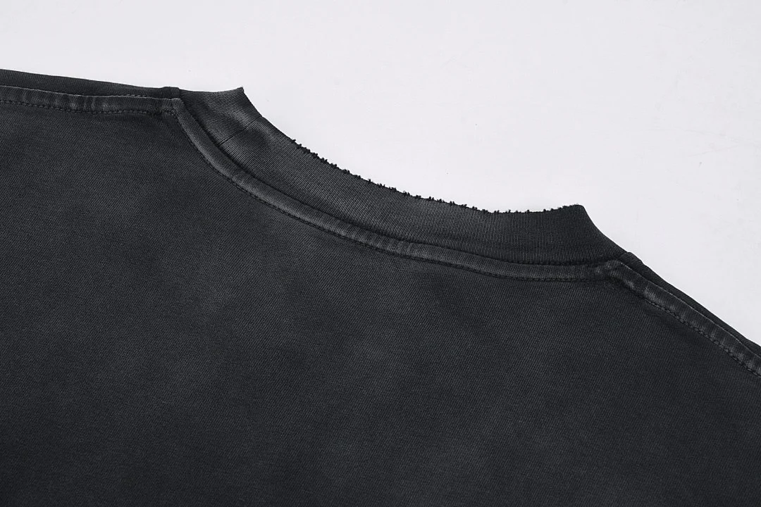 Gradient-wash relaxed crew-neck tee · MT-202 · Black · Base garment photograph