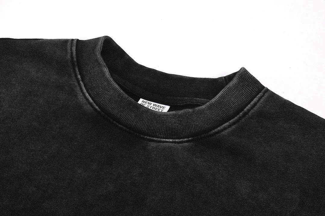 Distressed cropped sweatshirt · MT-204 · Snow black / distressed · Base garment photograph
