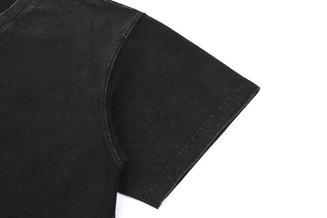 Washed relaxed V-neck tee · MT-210 · Black · Base garment photograph