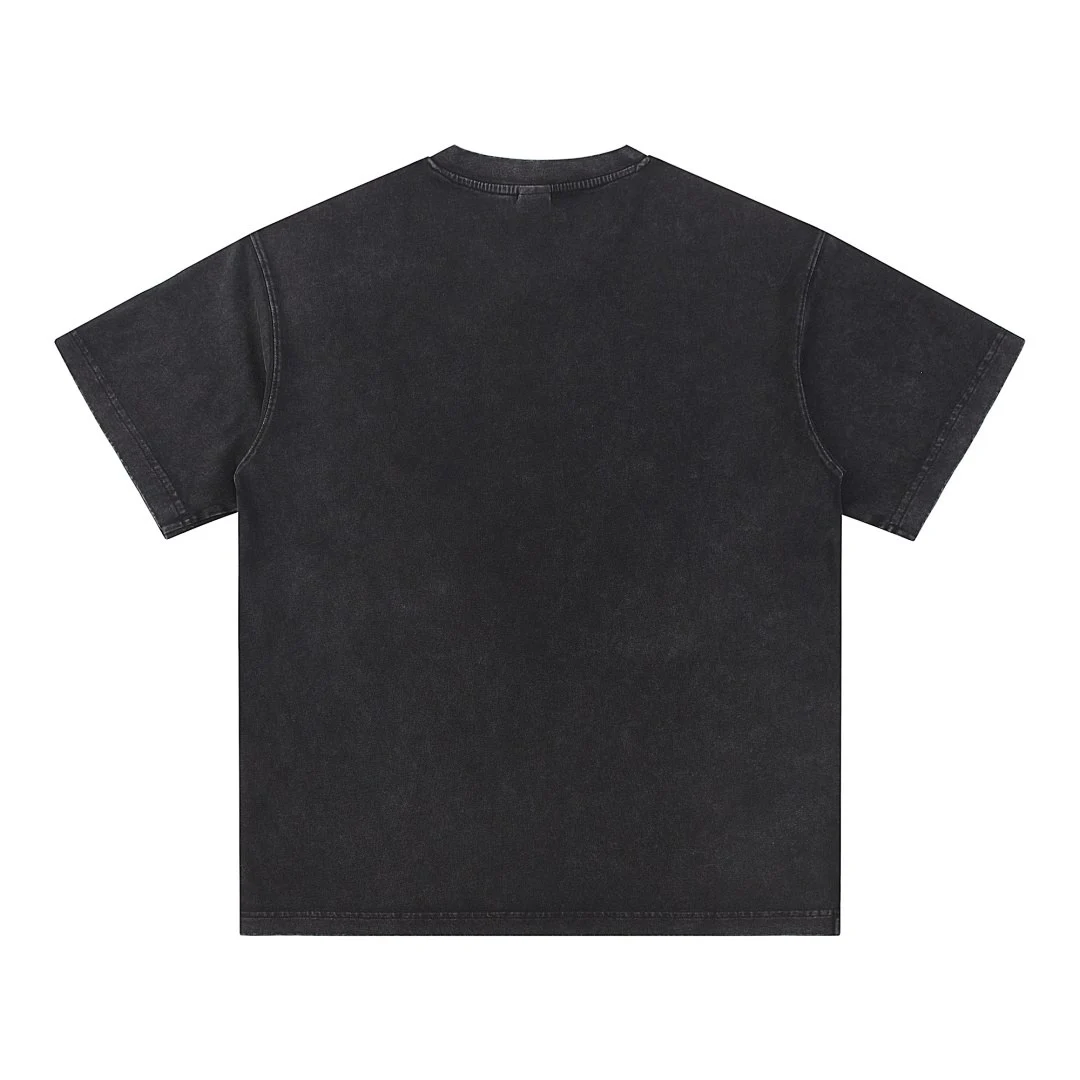 Washed relaxed V-neck tee · MT-210 · Black · Back · Base garment photograph