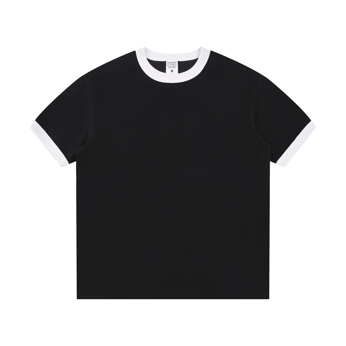 Contrast collar tee · MT-211 · Black · Front · Base garment photograph
