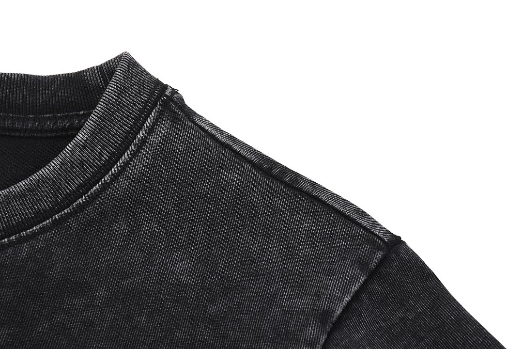 Snow-wash cropped crew-neck tee · MT-213 · Black · Base garment photograph
