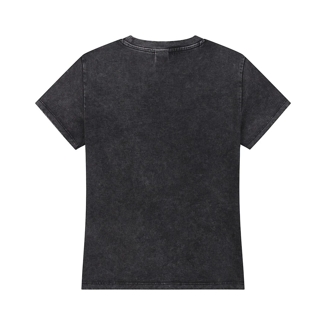 Snow-wash cropped crew-neck tee · MT-213 · Black · Back · Base garment photograph