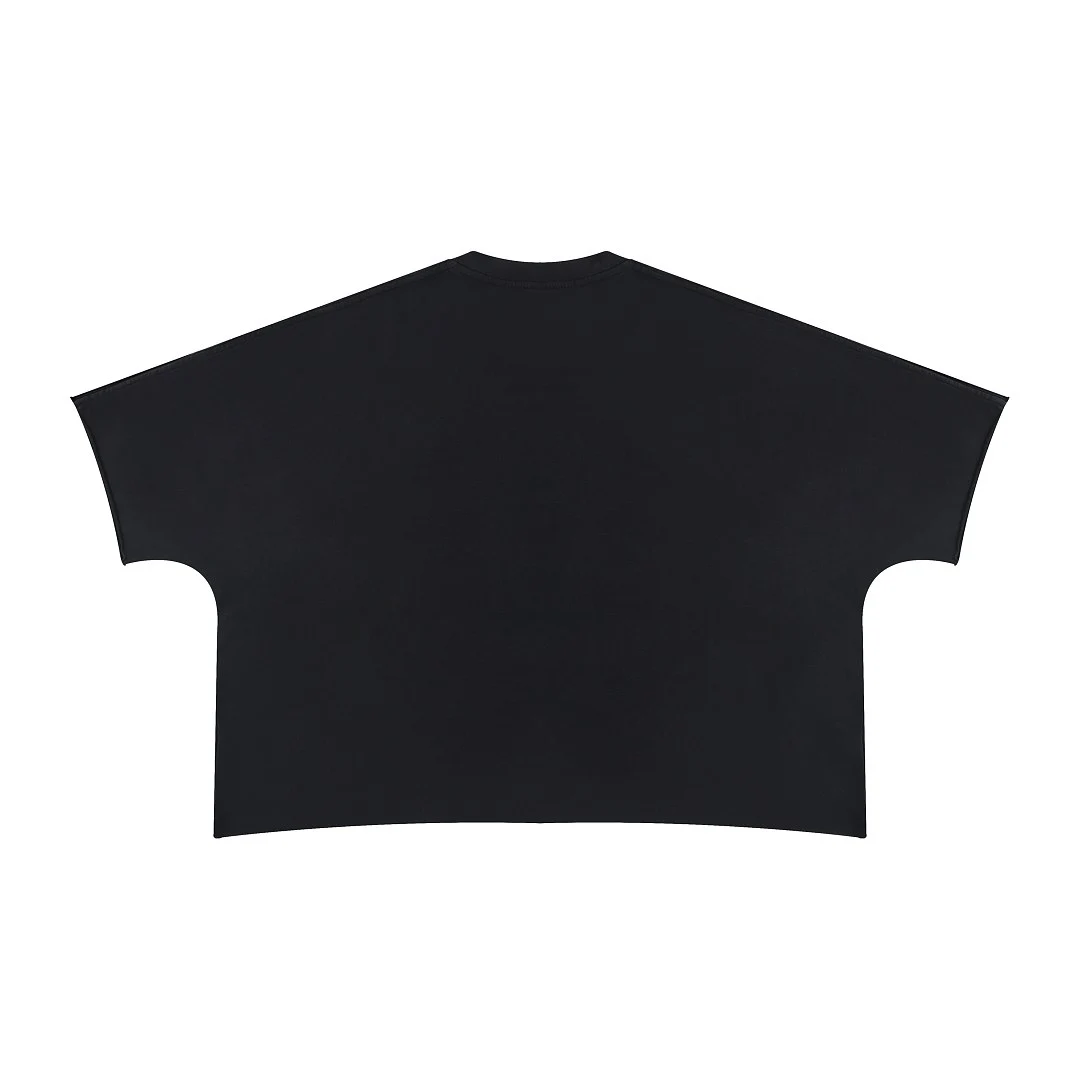 Raw-edge cropped boxy tee · MT-2607 · Black · Back · Base garment photograph