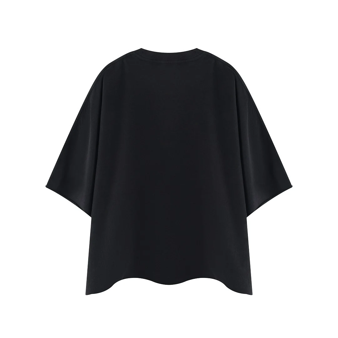Raw-edge cropped boxy tee · MT-2607 · Black · Base garment photograph