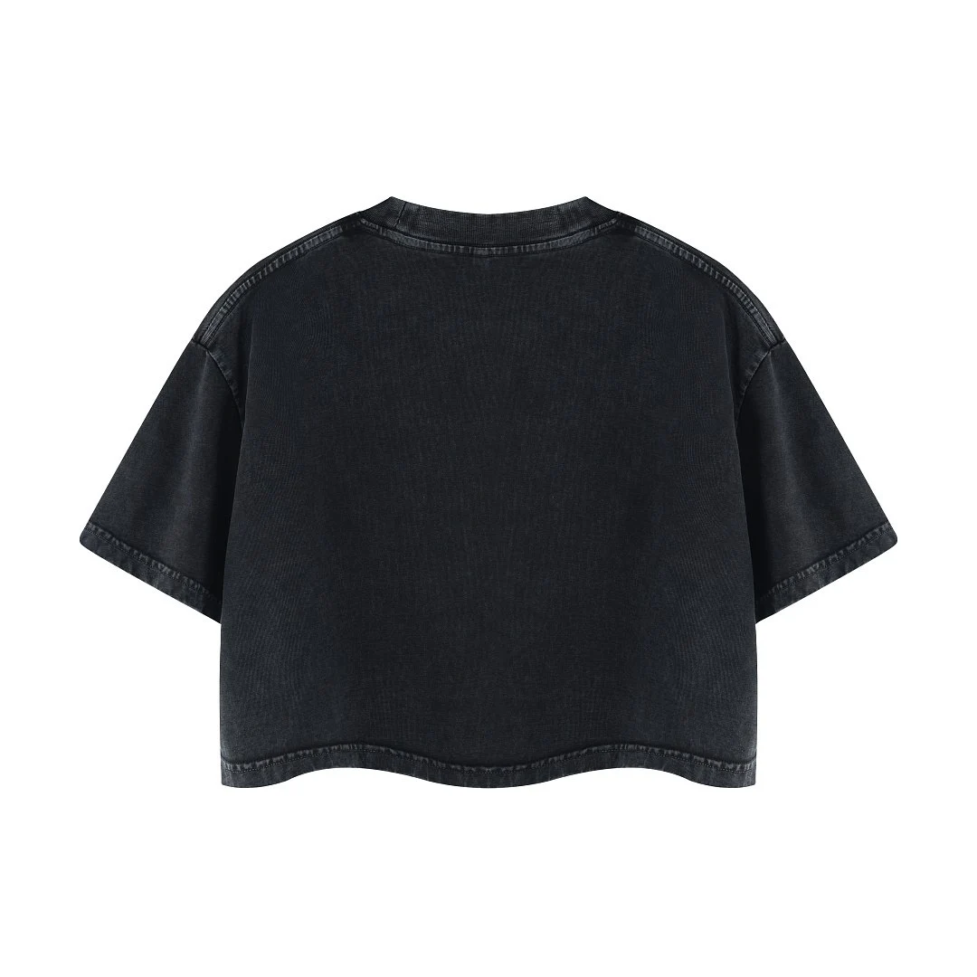 Cropped boxy crew-neck tee · MT-2608 · Black · Base garment photograph