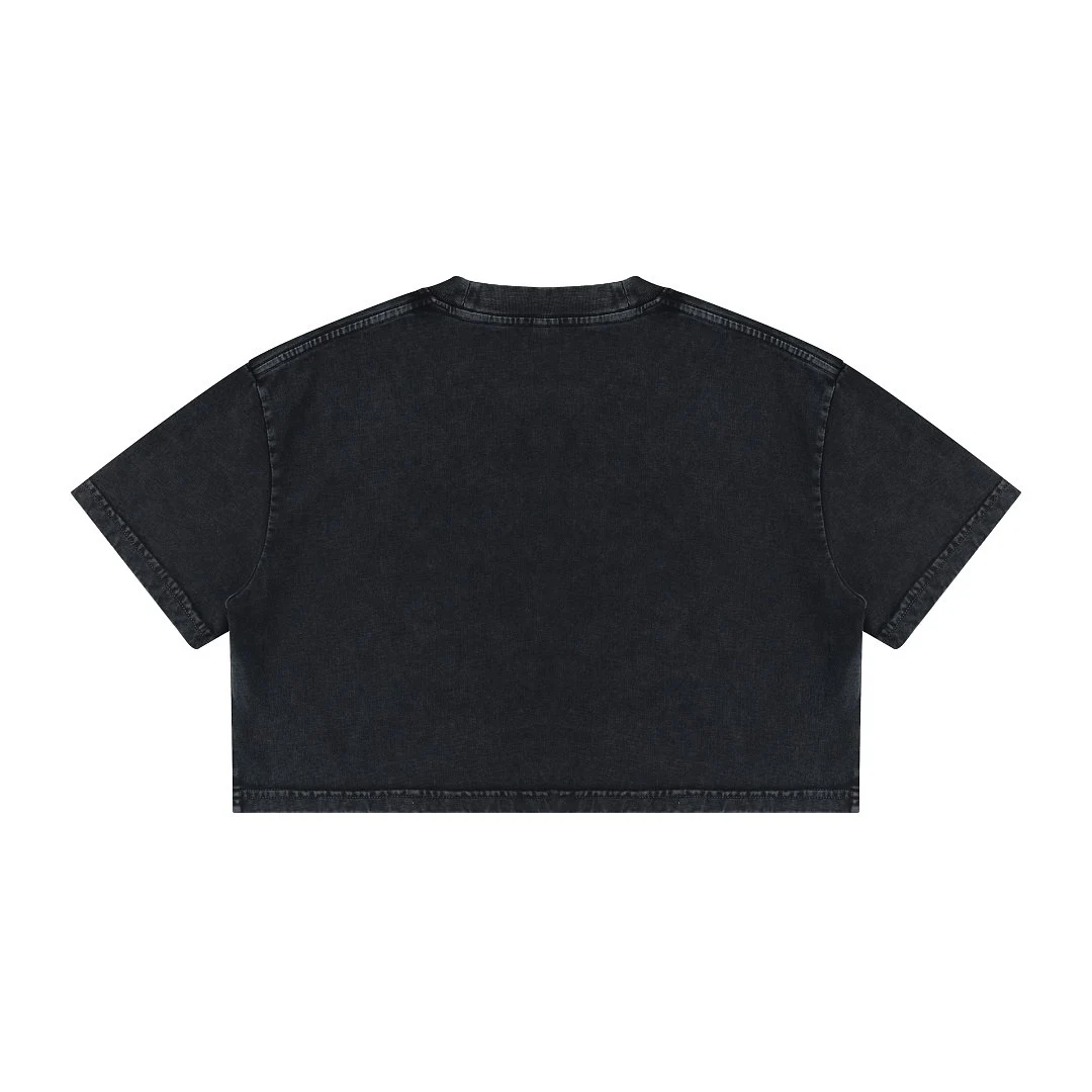 Cropped boxy crew-neck tee · MT-2608 · Black · Back · Base garment photograph