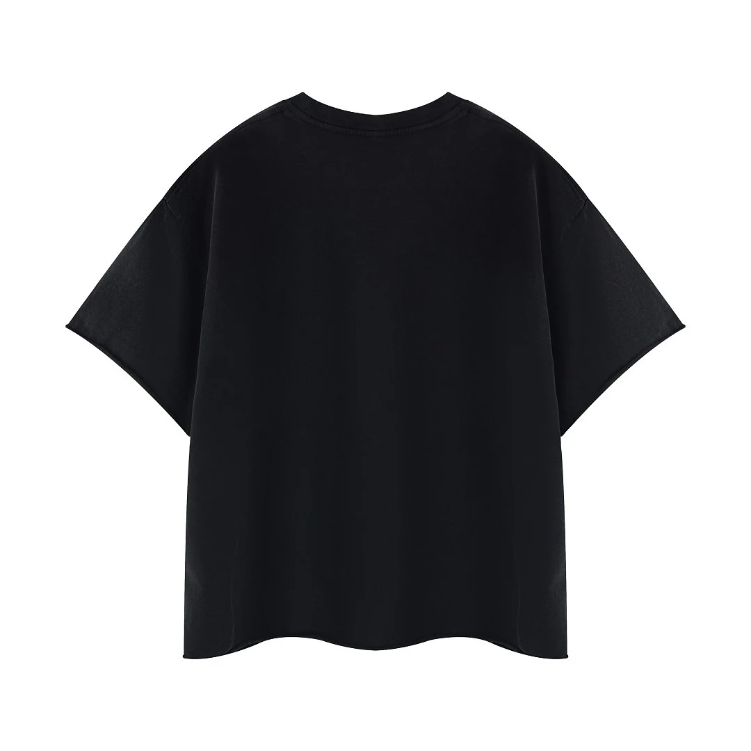 Snow-wash cropped boxy tee · MT-2610 · Black · Base garment photograph
