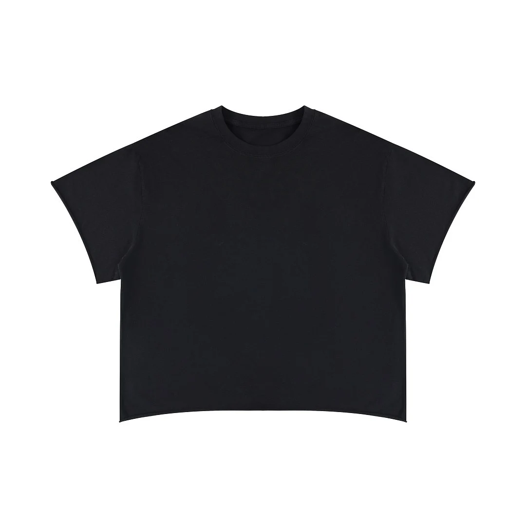 Snow-wash cropped boxy tee · MT-2610 · Black · Front · Base garment photograph