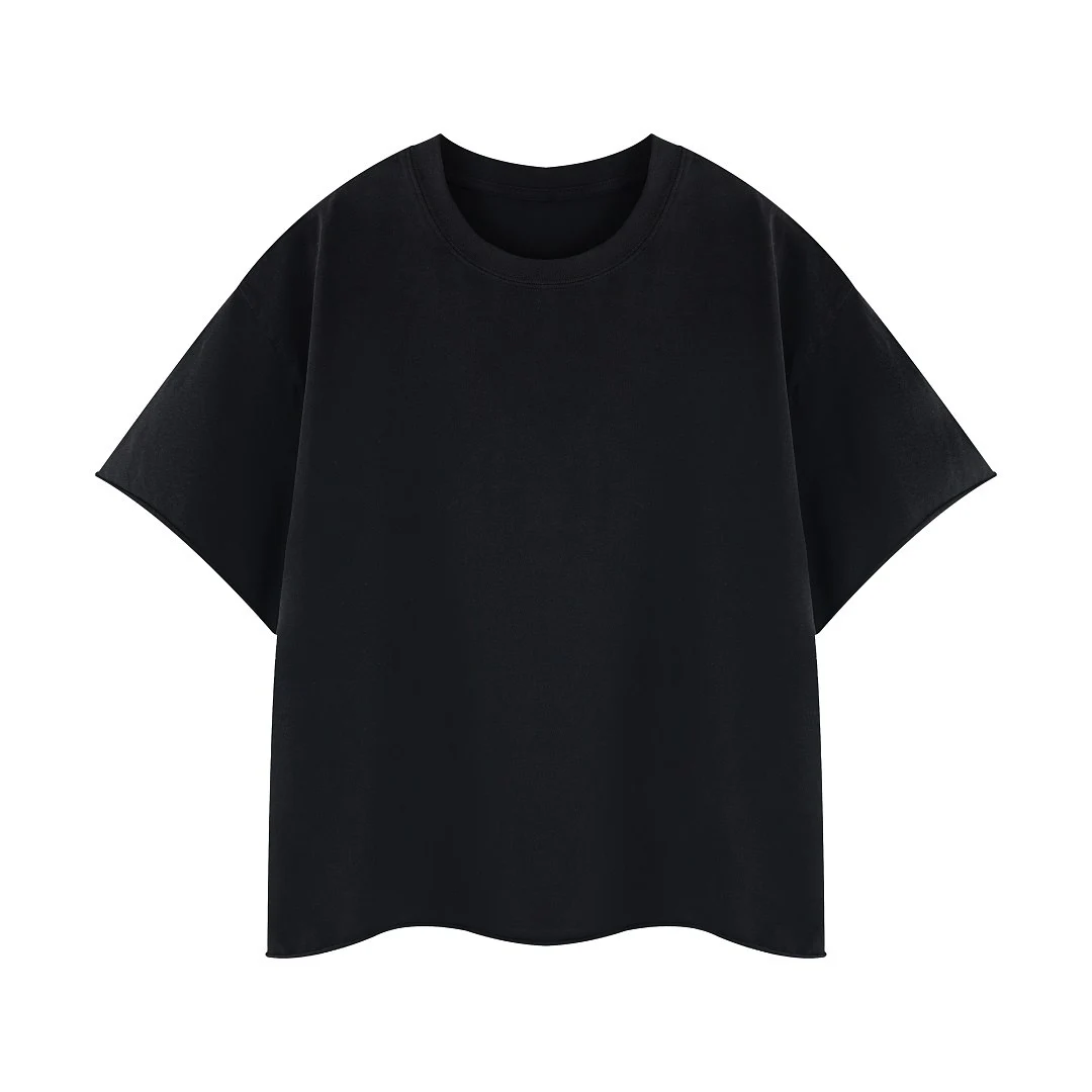 Snow-wash cropped boxy tee · MT-2610 · Black · Base garment photograph