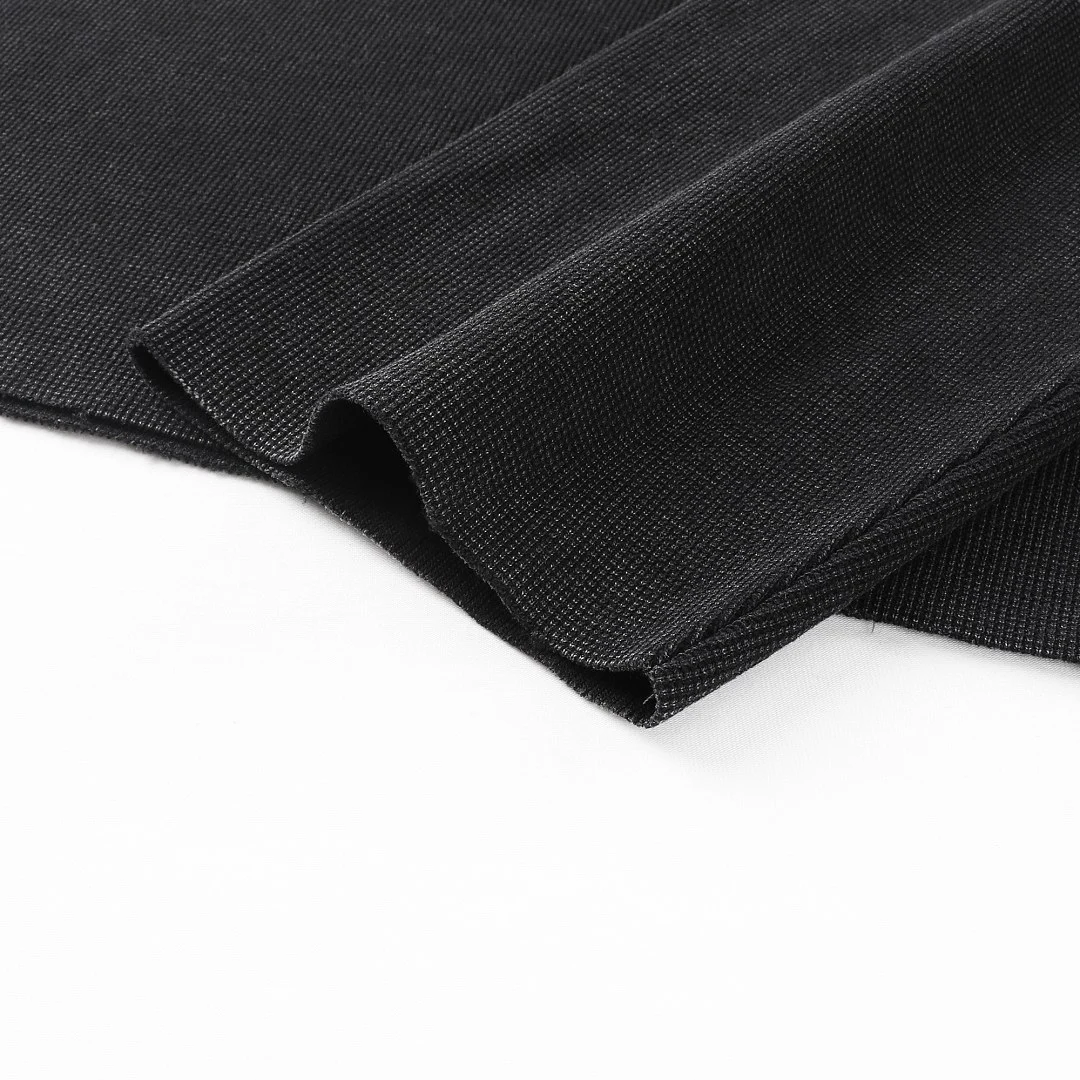 Raw-edge waffle long-sleeve tee · MT-2612 · Black · Base garment photograph