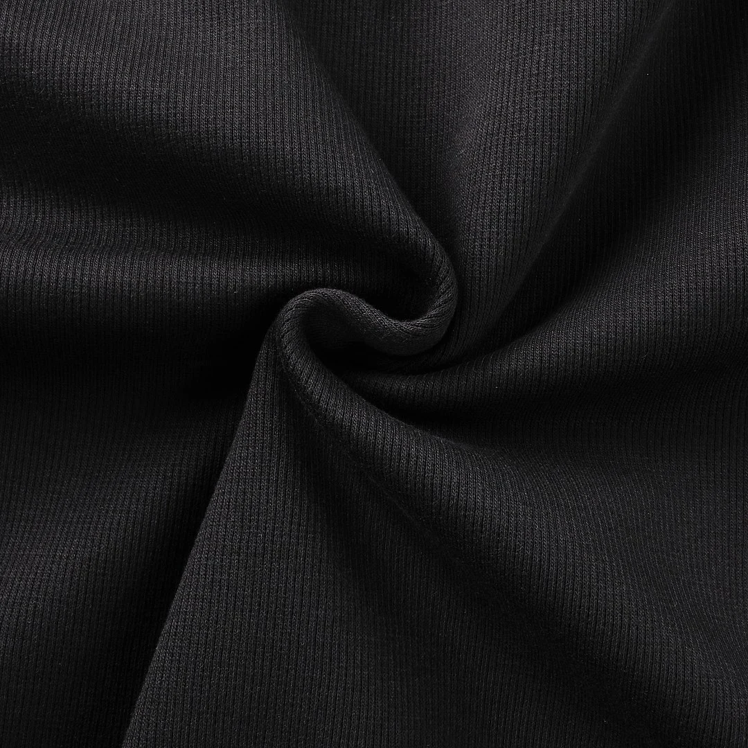 Raw-edge waffle long-sleeve tee · MT-2612 · Black · Base garment photograph