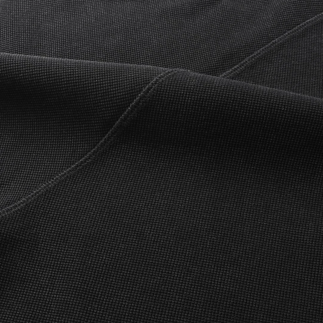 Washed waffle raglan long-sleeve tee · MT-2613 · Black · Base garment photograph