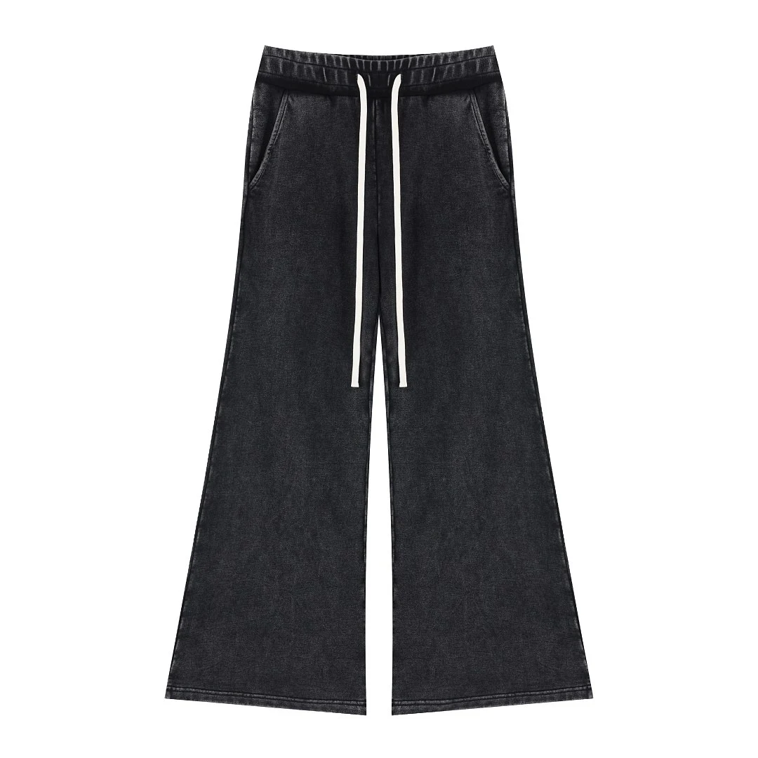 Washed flared trousers · MT-2615 · Black · Front · Base garment photograph