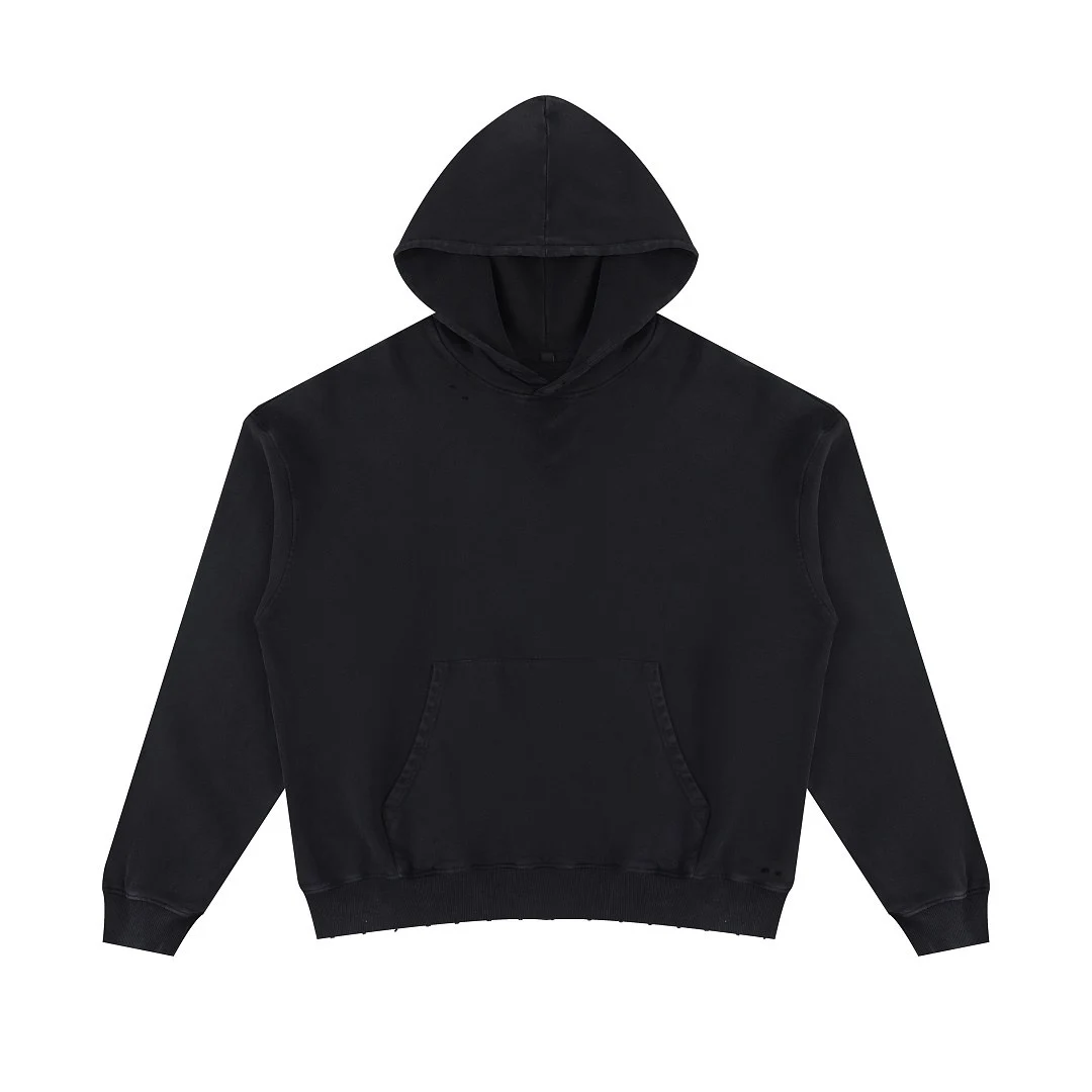 Cropped washed pullover hoodie · MT-2616 · Black · Front · Base garment photograph