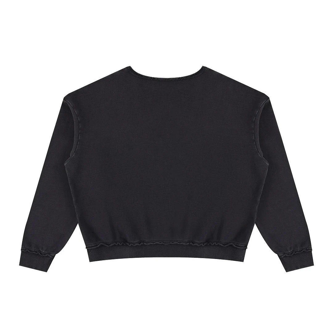 Raw-edge kangaroo-pocket sweatshirt · MT-2617 · Black · Back · Base garment photograph