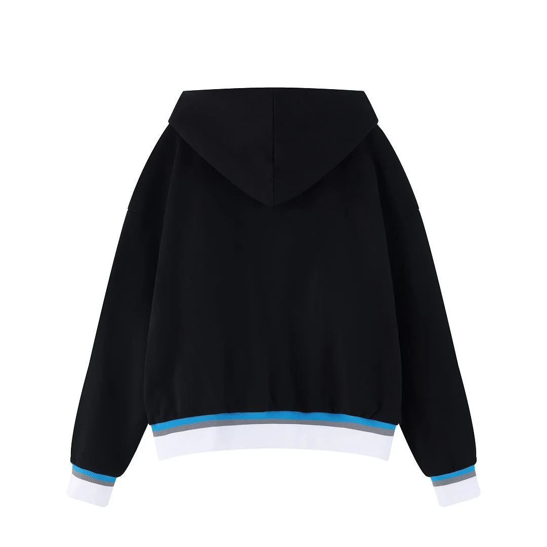 Contrast-rib pullover hoodie · MT-2620 · Black · Base garment photograph
