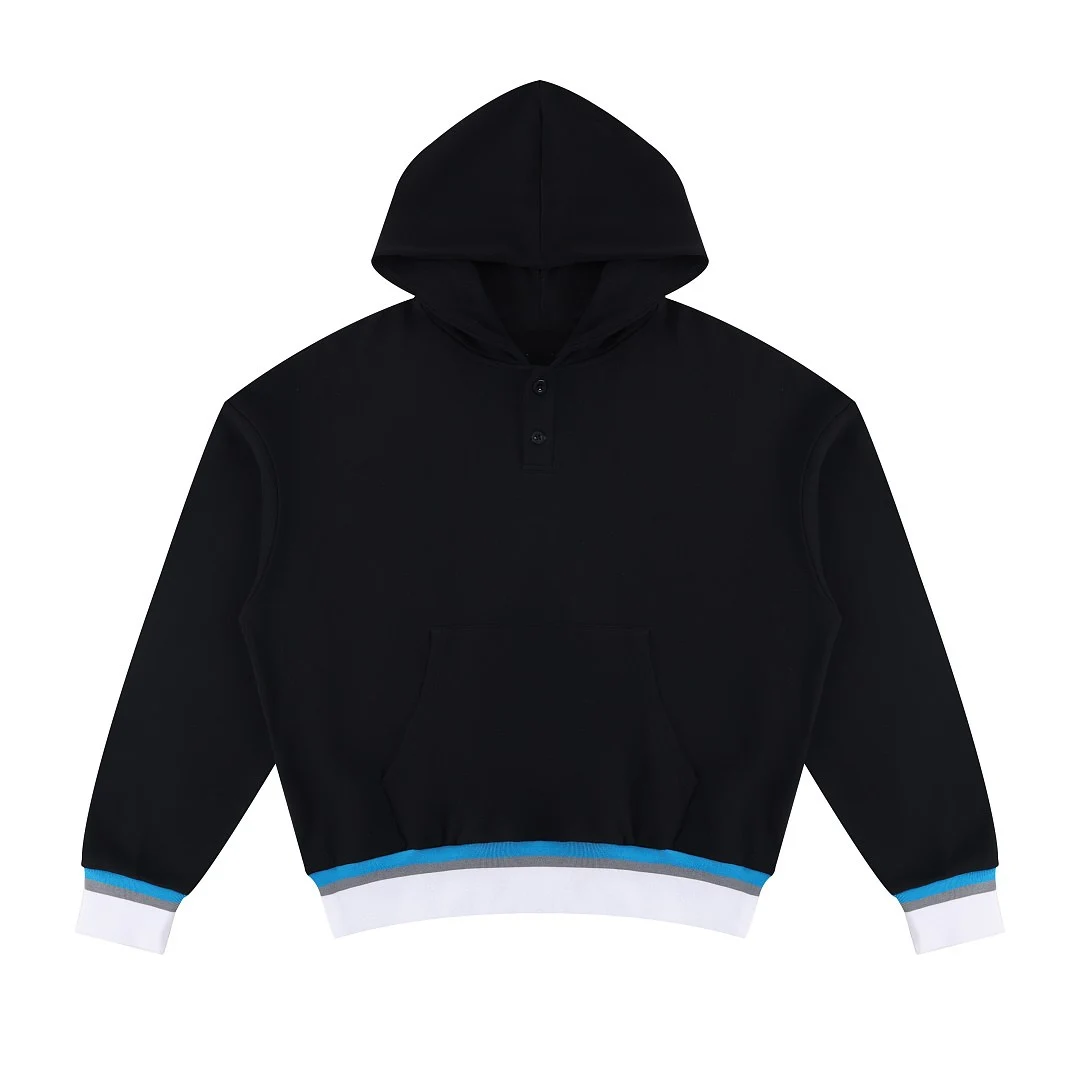 Contrast-rib pullover hoodie · MT-2620 · Black · Front · Base garment photograph