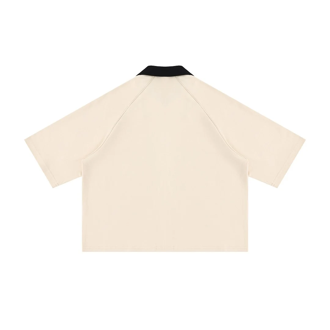 Contrast-collar short-sleeve shirt · MT-2624 · Apricot · Back · Base garment photograph