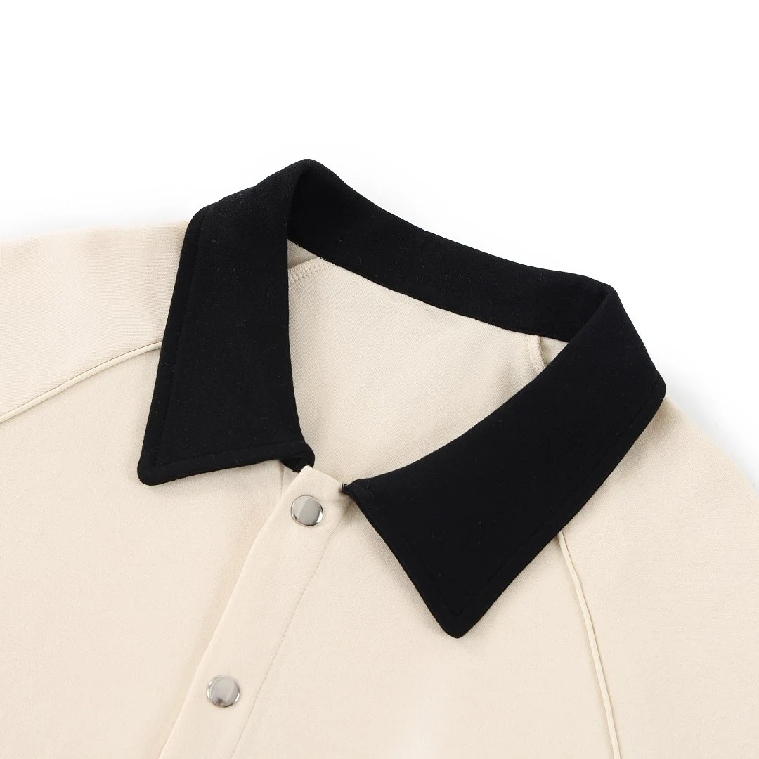Contrast-collar short-sleeve shirt · MT-2624 · Apricot · Base garment photograph