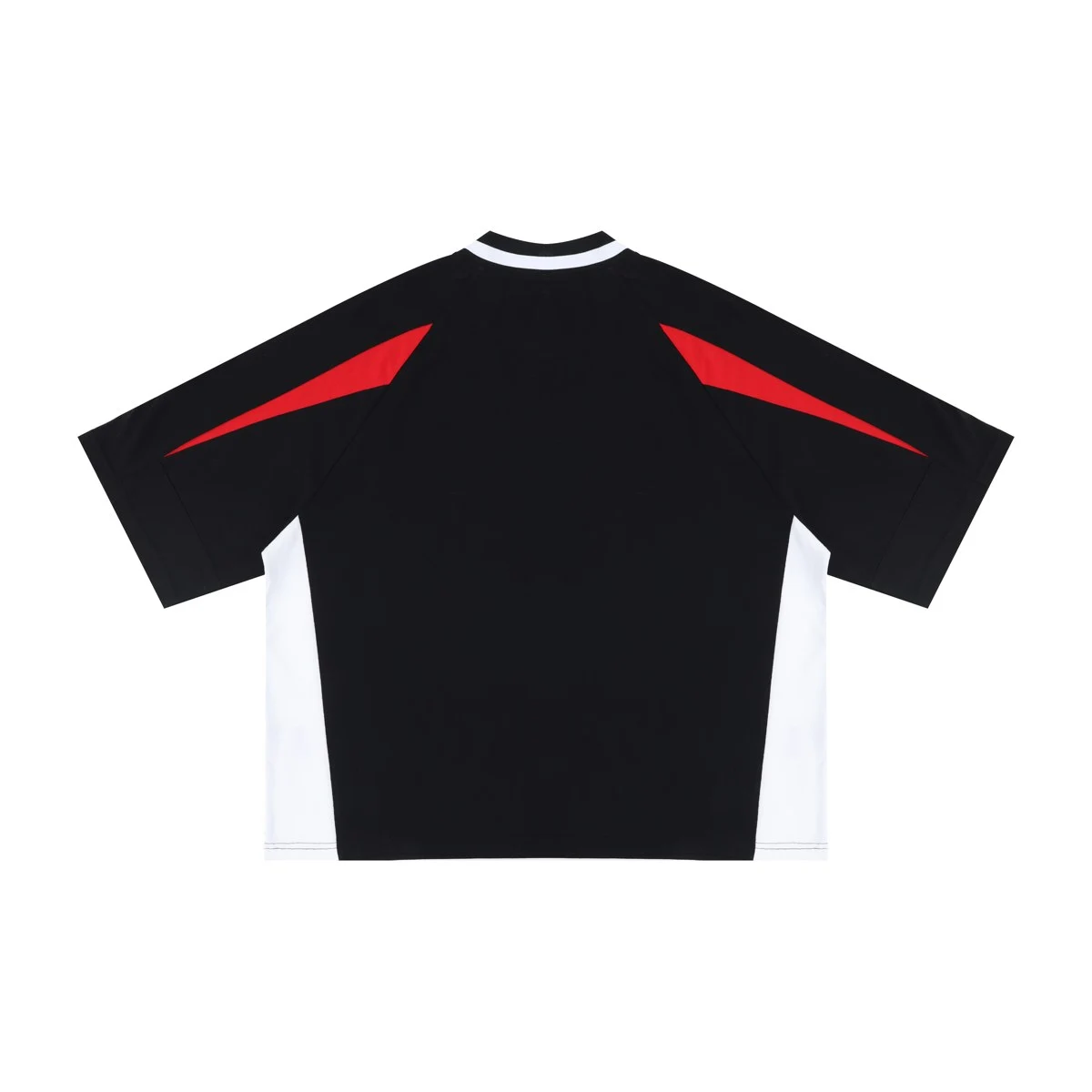 Contrast V-neck tee · MT-2628 · Black / red · Back · Base garment photograph
