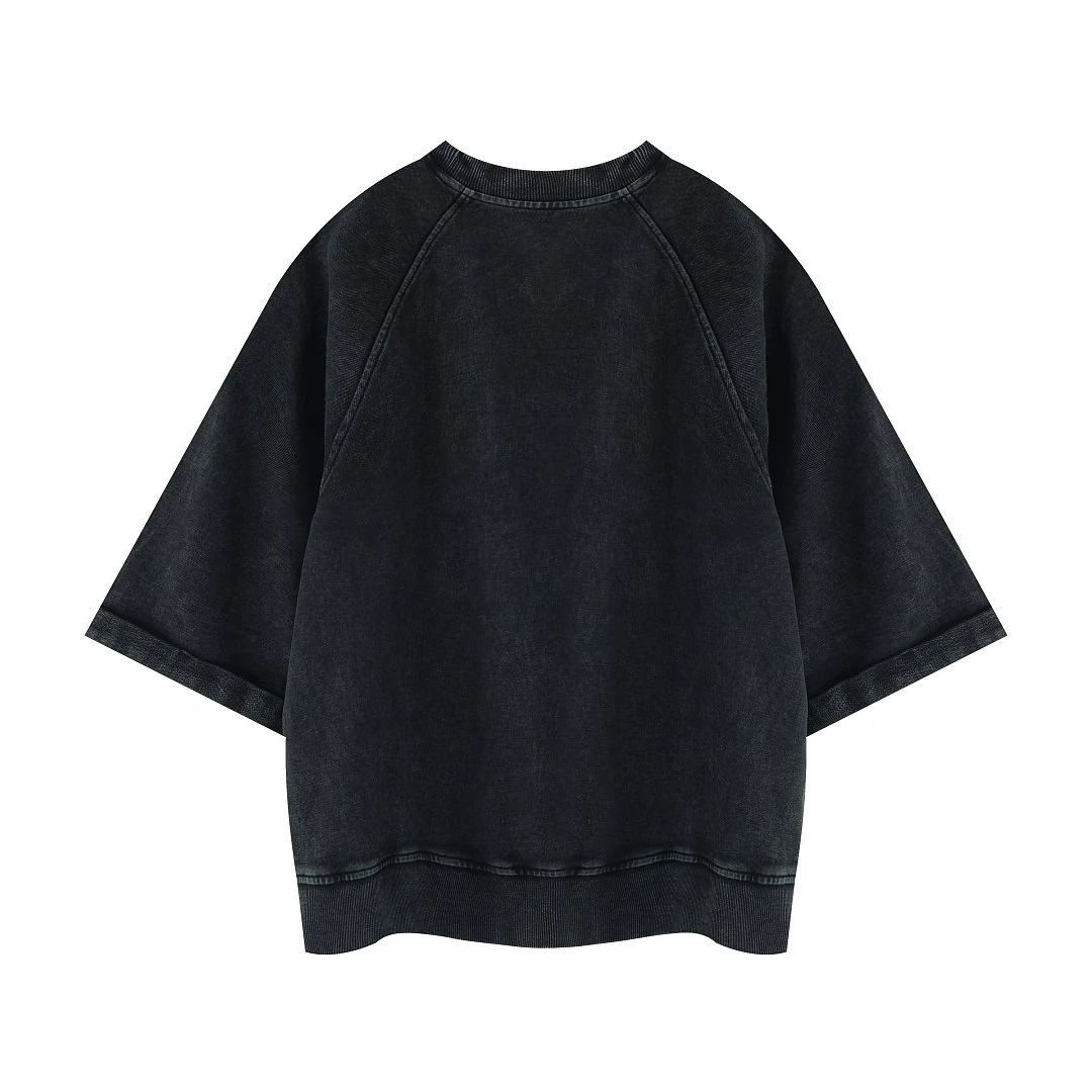 Washed cropped raglan tee · MT-2631 · Black · Base garment photograph