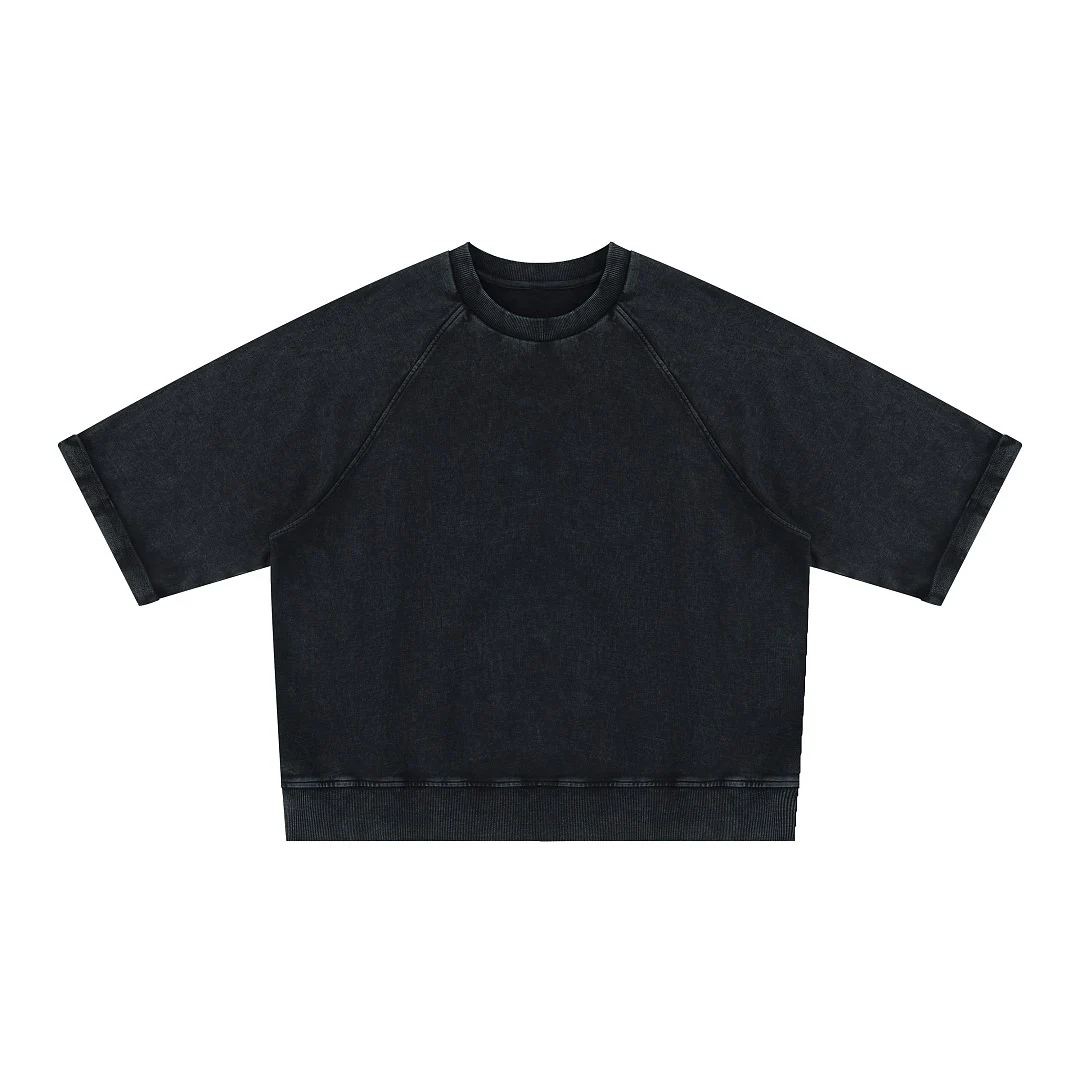 Washed cropped raglan tee · MT-2631 · Black · Back · Base garment photograph