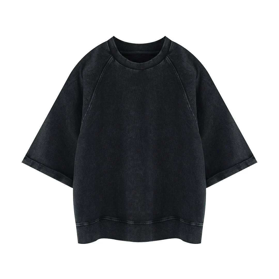 Washed cropped raglan tee · MT-2631 · Black · Base garment photograph
