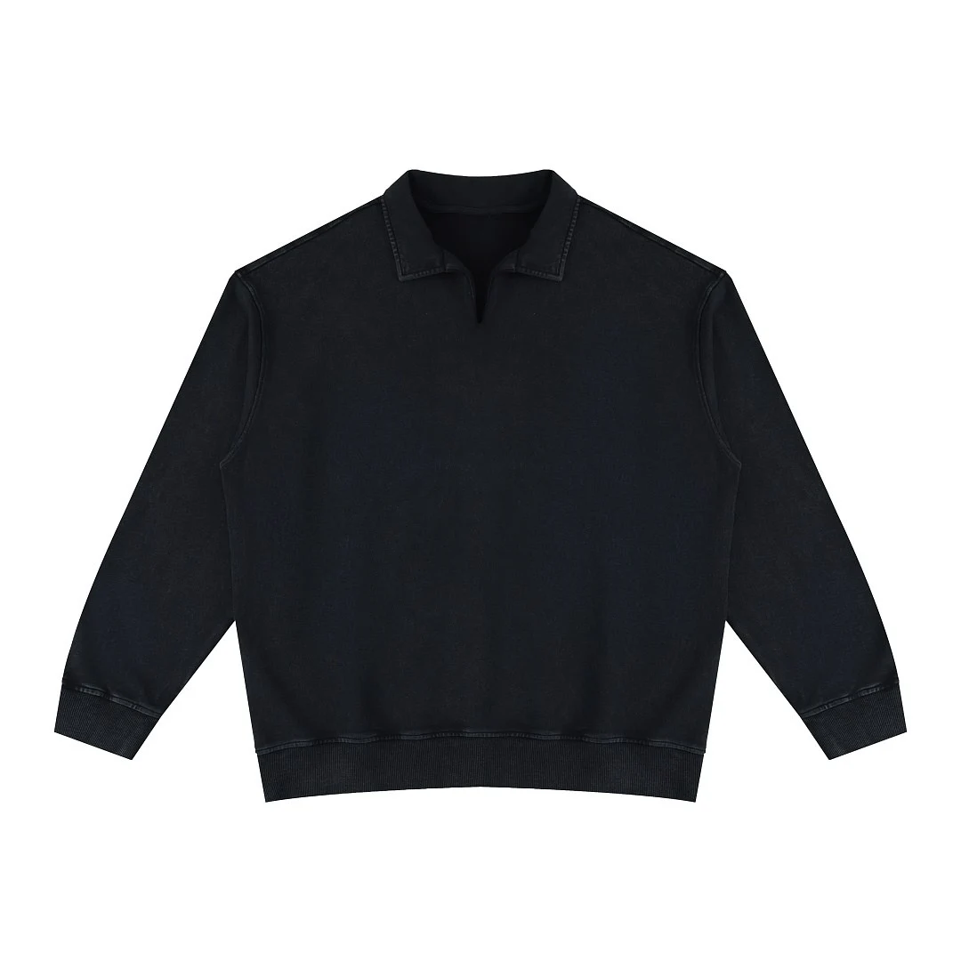 Relaxed polo sweatshirt · MT-2634 · Black · Front · Base garment photograph