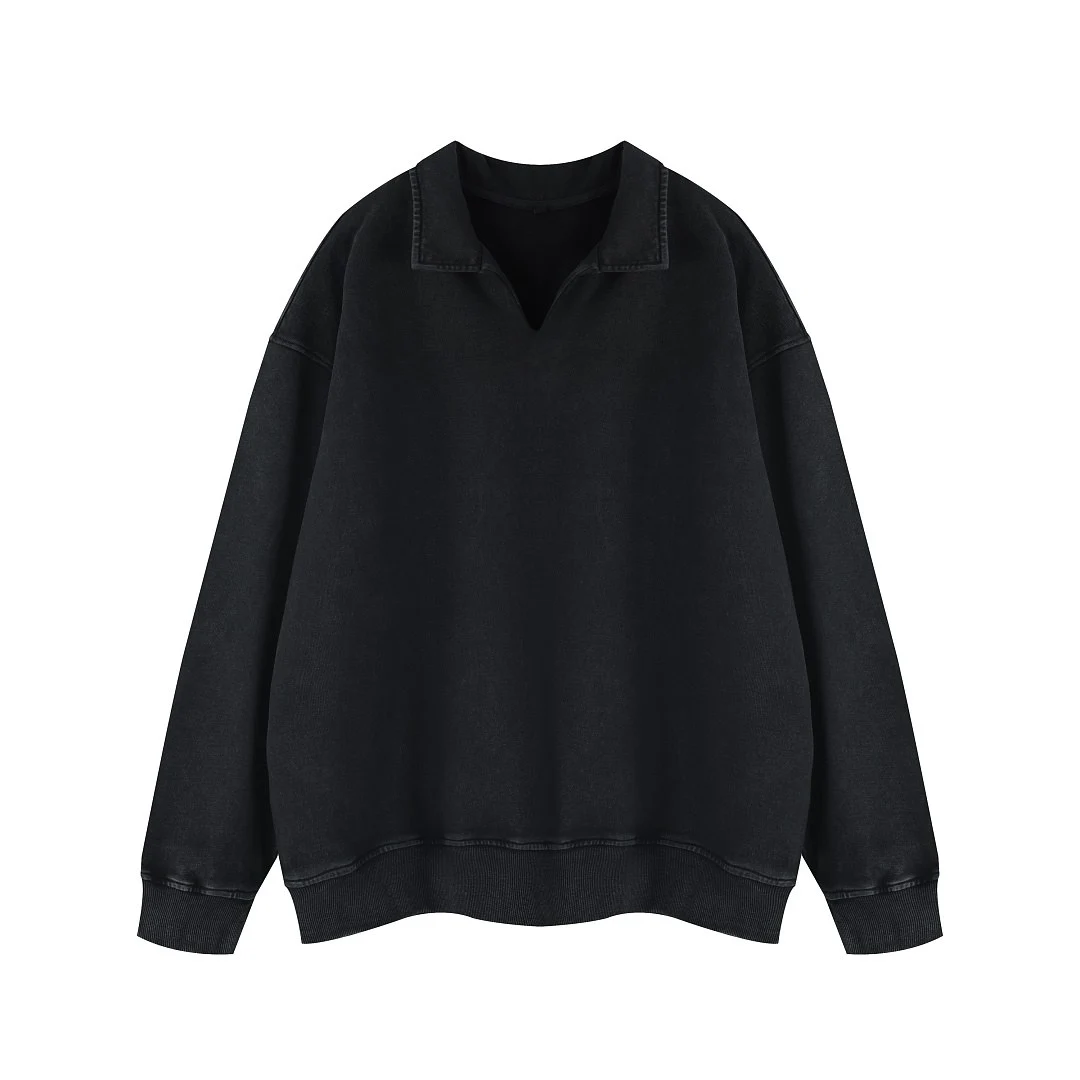 Relaxed polo sweatshirt · MT-2634 · Black · Base garment photograph