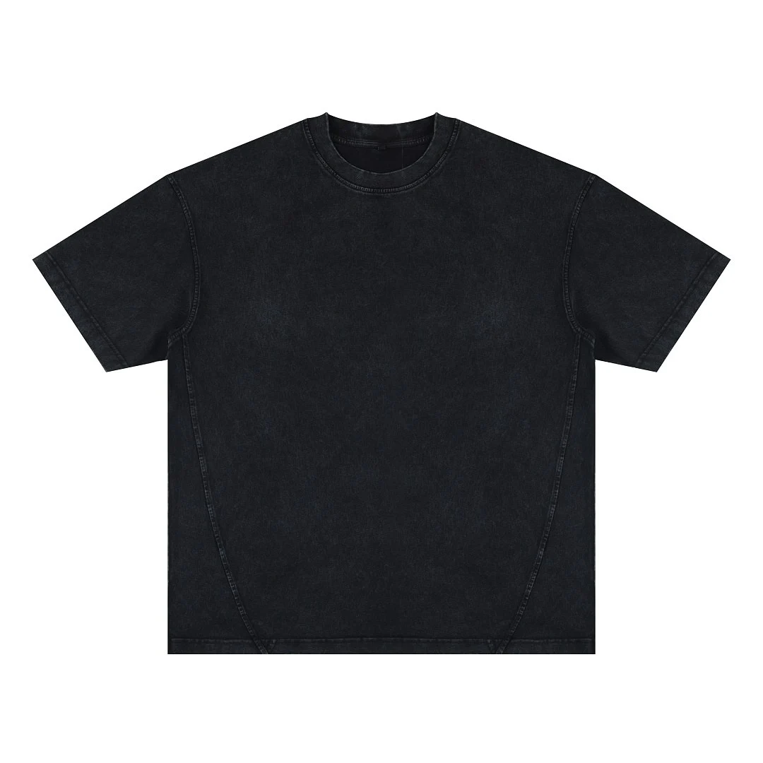 Panel-seam relaxed tee · MT-2638 · Black · Front · Base garment photograph