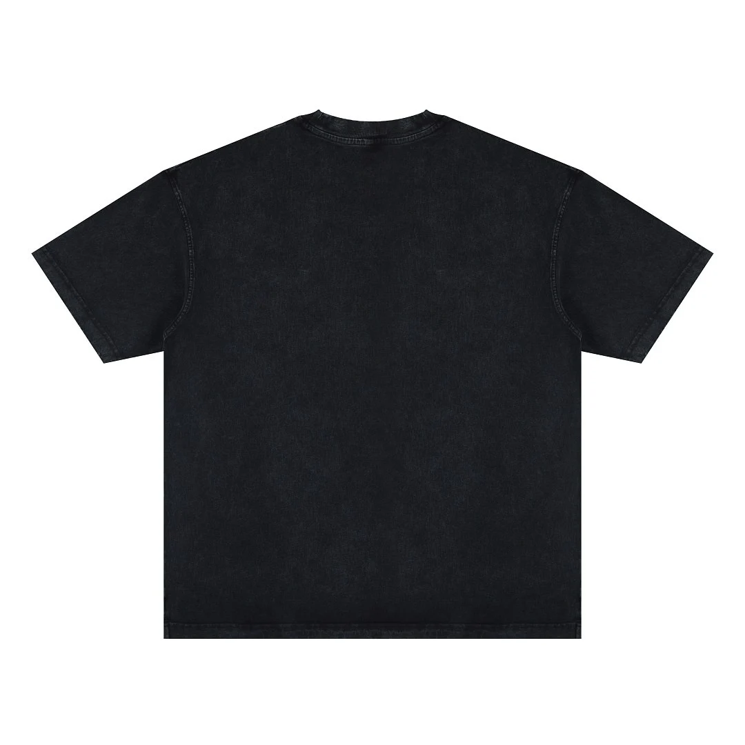 Panel-seam relaxed tee · MT-2638 · Black · Back · Base garment photograph