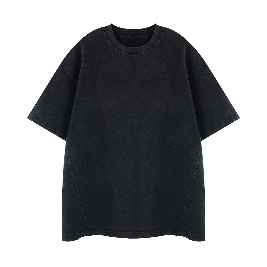 Panel-seam relaxed tee · MT-2638 · Black · Base garment photograph