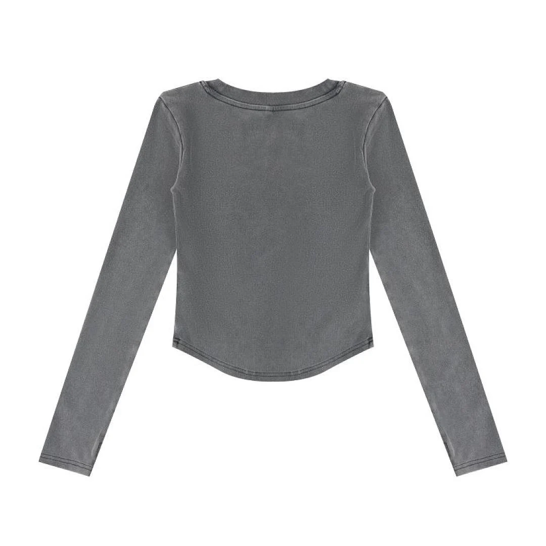 Washed cropped scoop-neck tee · MT-2649U · Black · Back · Base garment photograph