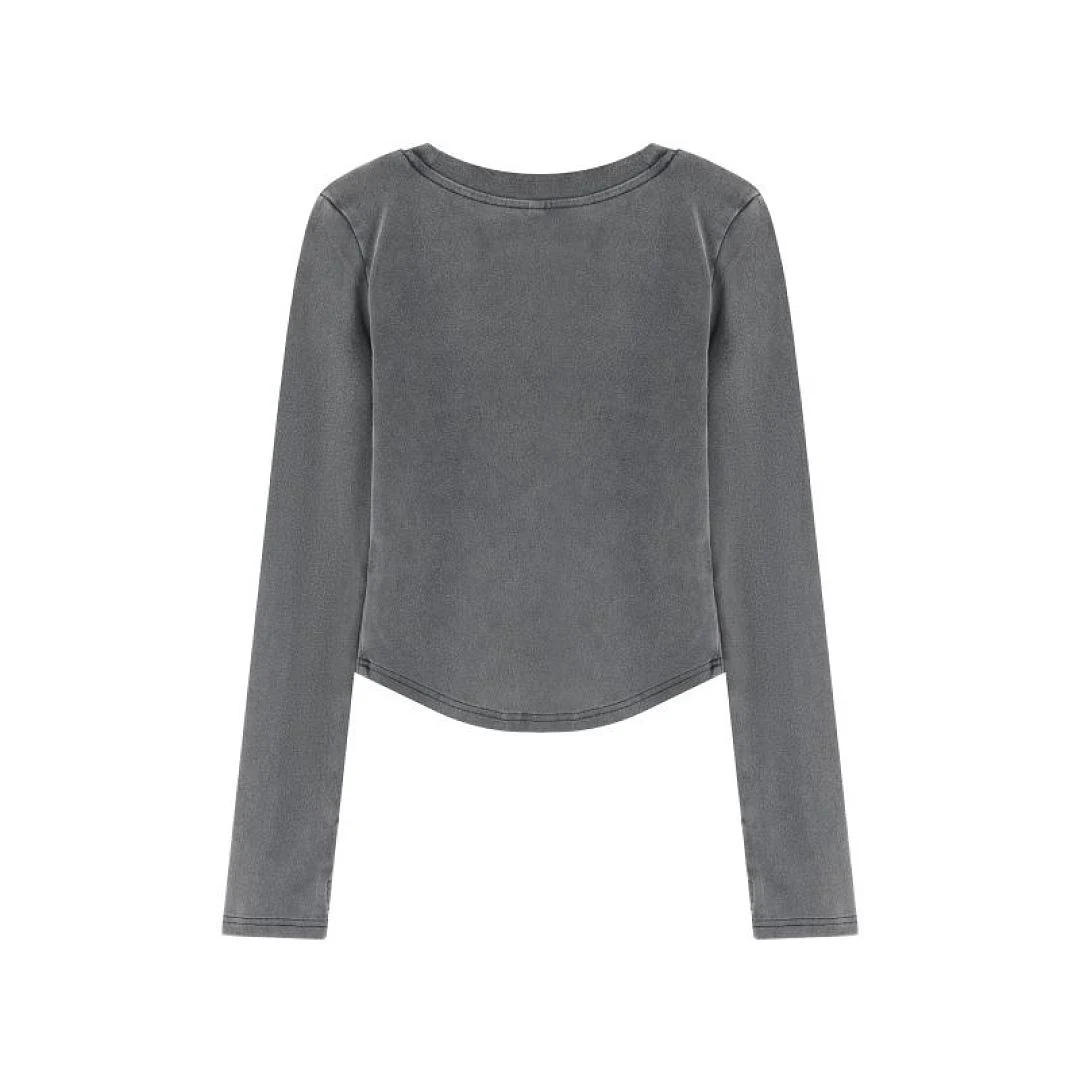 Washed cropped scoop-neck tee · MT-2649U · Black · Base garment photograph
