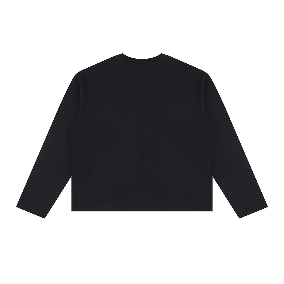Washed relaxed crew-neck long-sleeve tee · MT-2651 · Black · Base garment photograph