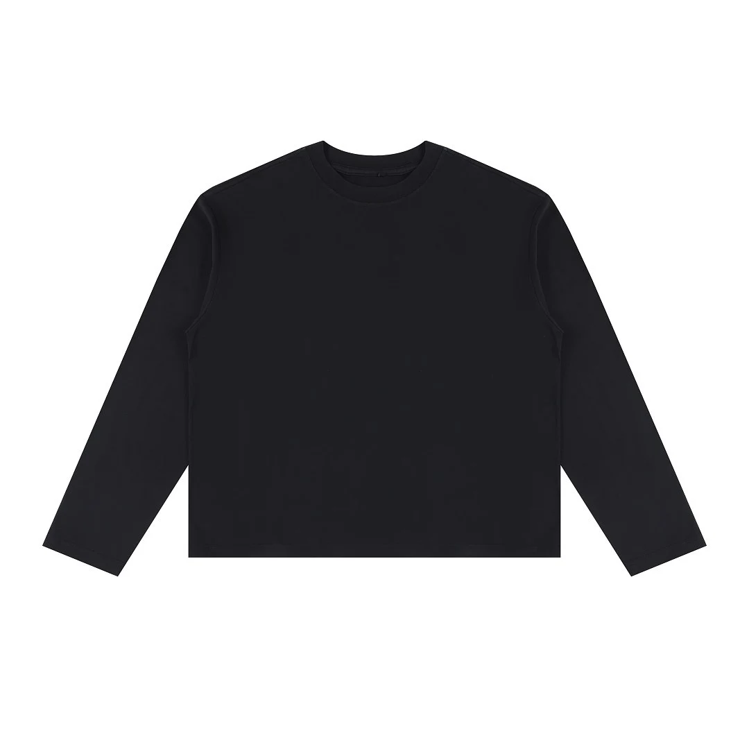 Washed relaxed crew-neck long-sleeve tee · MT-2651 · Black · Base garment photograph