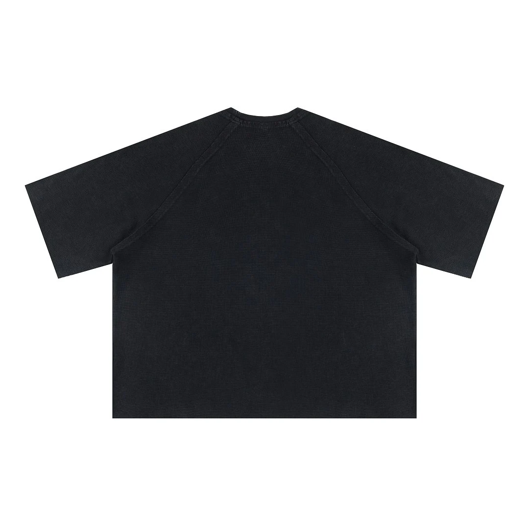 Washed waffle raglan tee · MT-2652 · Black · Base garment photograph