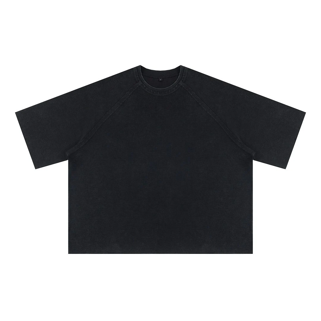 Washed waffle raglan tee · MT-2652 · Black · Base garment photograph