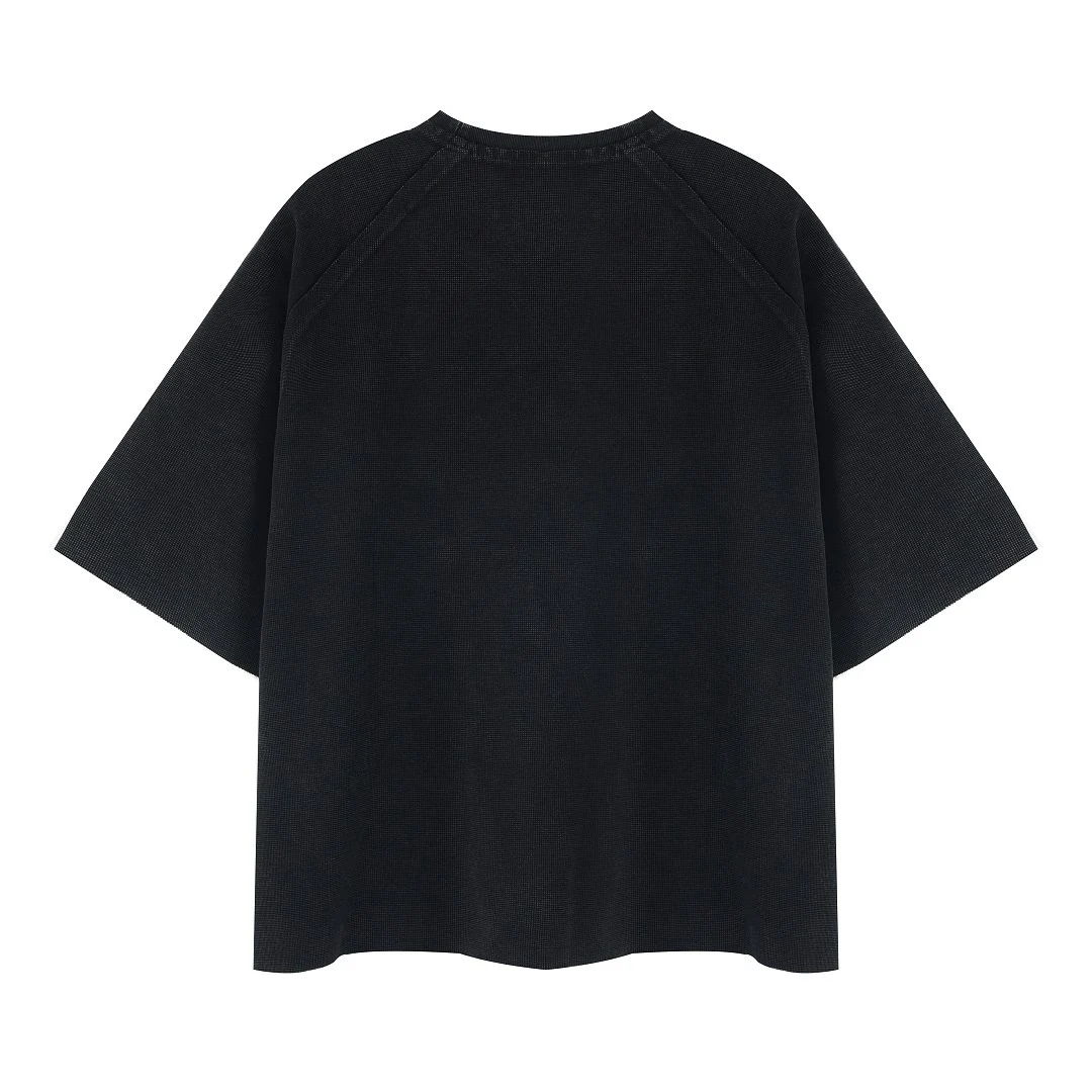 Washed waffle raglan tee · MT-2652 · Black · Back · Base garment photograph