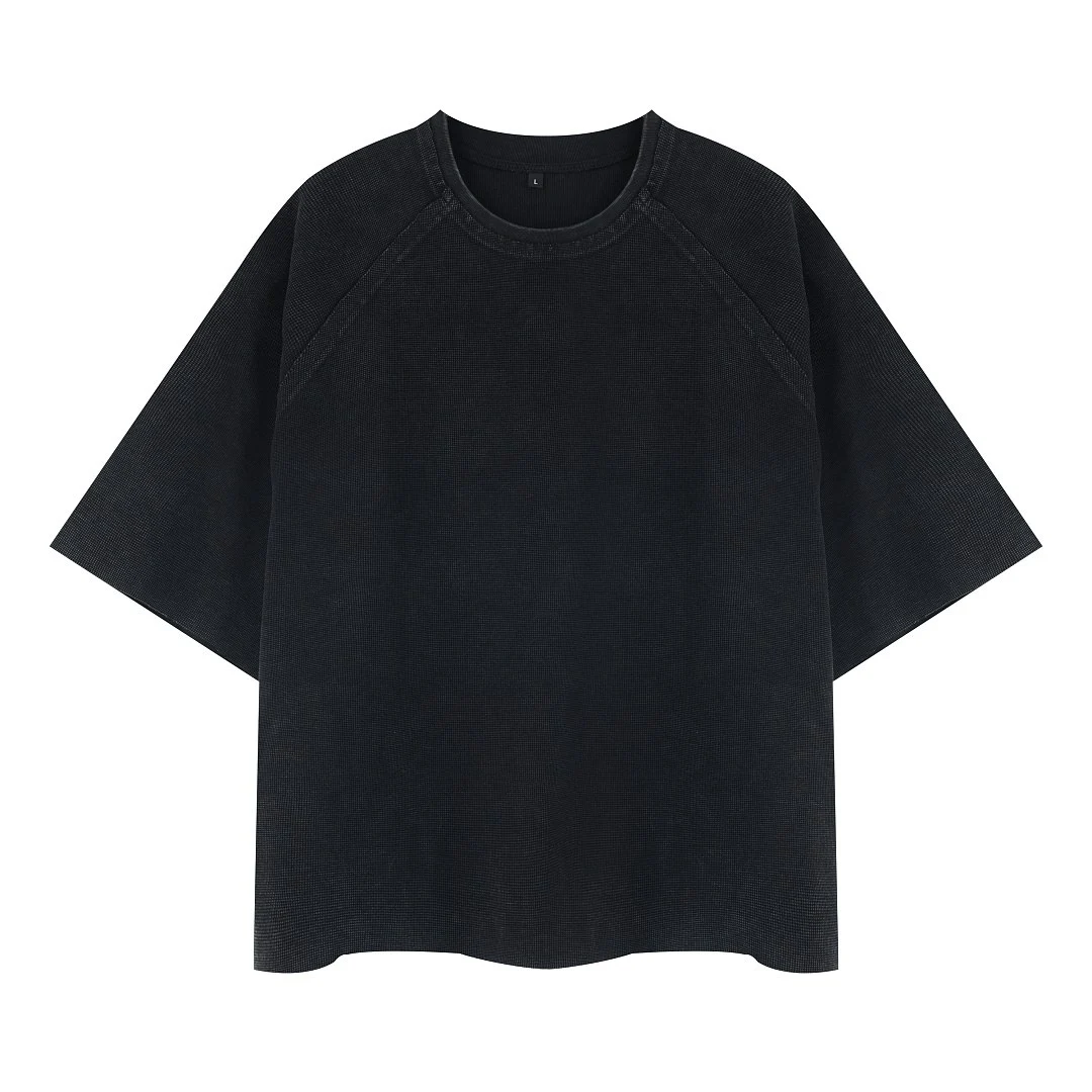 Washed waffle raglan tee · MT-2652 · Black · Front · Base garment photograph