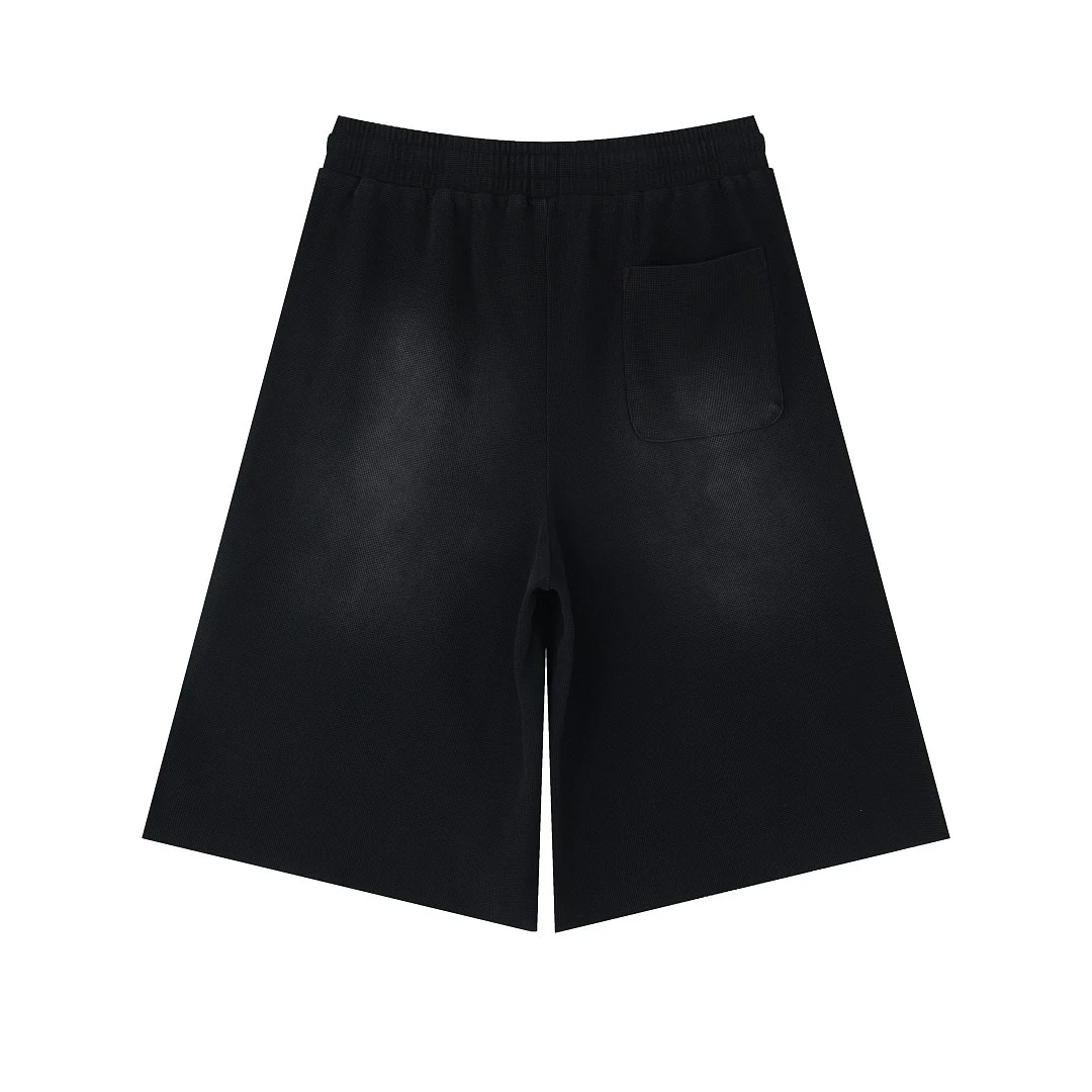 Faded waffle shorts · MT-2653 · Black · Back · Base garment photograph