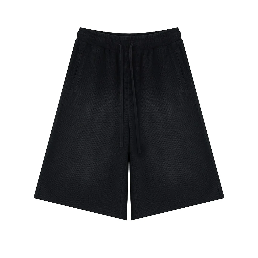 Faded waffle shorts · MT-2653 · Black · Front · Base garment photograph