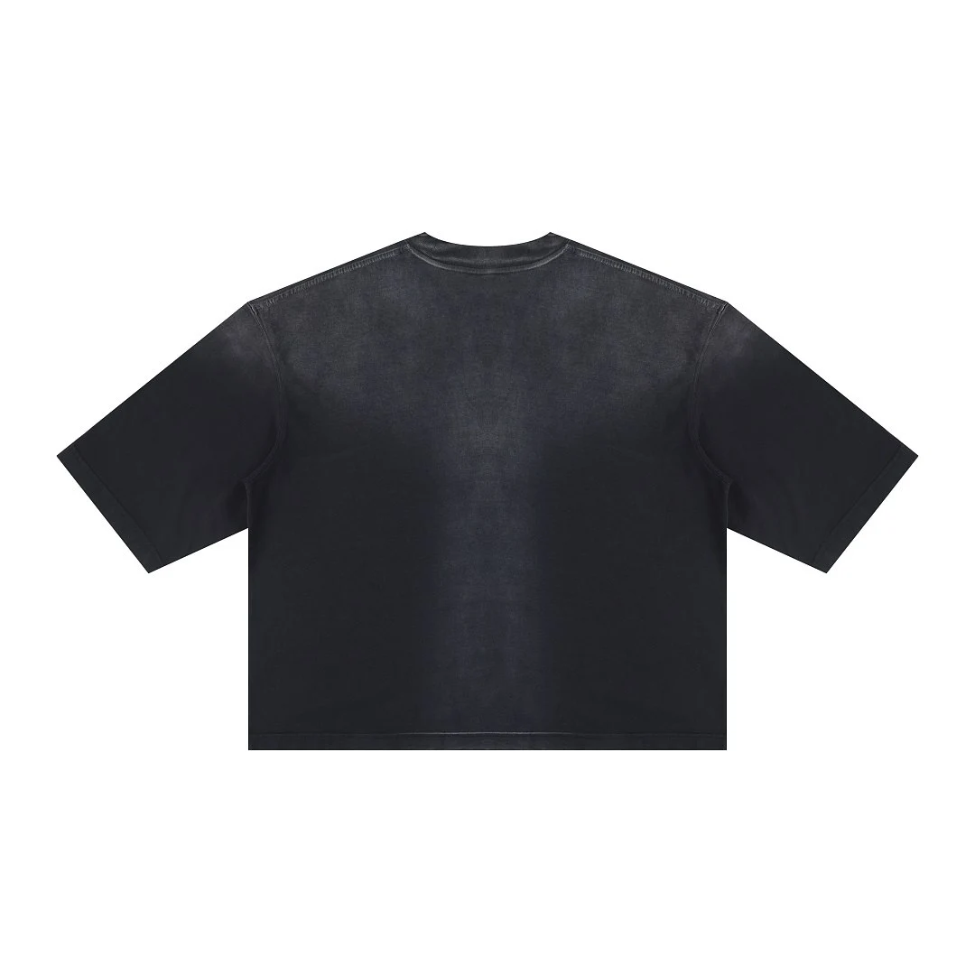 Gradient-wash boxy crew-neck tee · MT-2665 · Black · Base garment photograph
