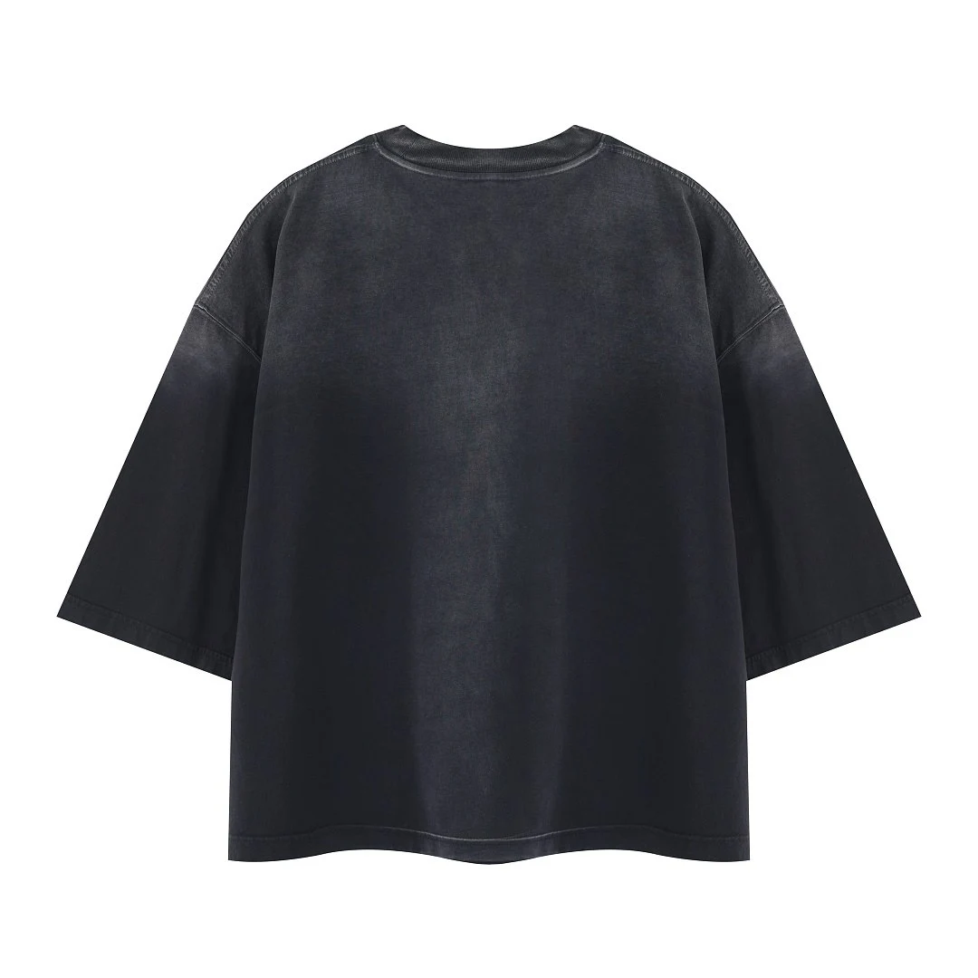 Gradient-wash boxy crew-neck tee · MT-2665 · Black · Back · Base garment photograph